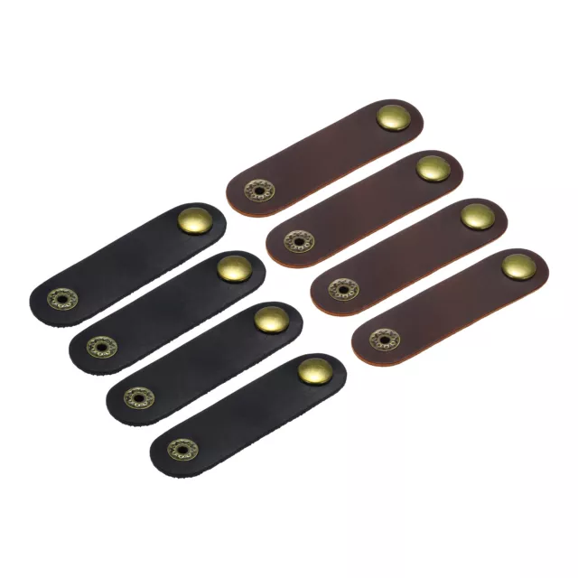 8Pcs Leather Cable Straps Cord Organizer Cable Ties Portable Black/Red Brown