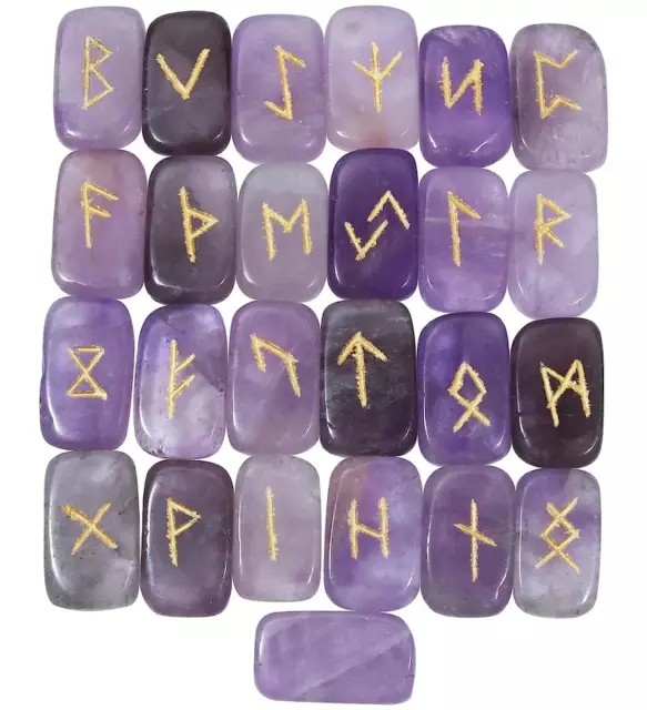 Amethyst Cube Rune Set Crystal Stones Set Elder Reiki Healing gemstone 25 Pcs