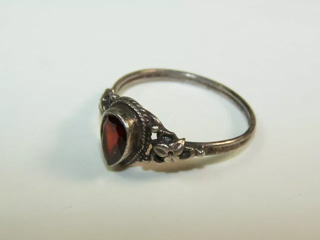 Bague ancienne ARGENT GRENAT RUBIS antique sterling silver garnet ruby ring