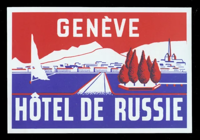 Hotel de Russie GENEVE Switzerland - vintage luggage label
