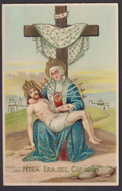 santino antico postale de la Virgin Dolorosa estampa image pieuse holy card