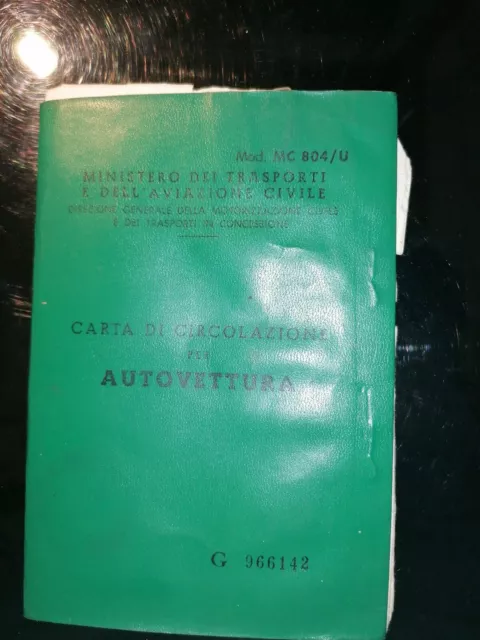 Libretto  Circolazione E Foglio Complementare Fiat 128 1975 Uso Collezionistico