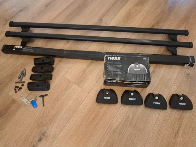 Thule 753 Rapid System Roof Rack Foot- Pack of 4 with 118 cm Square Bars and...