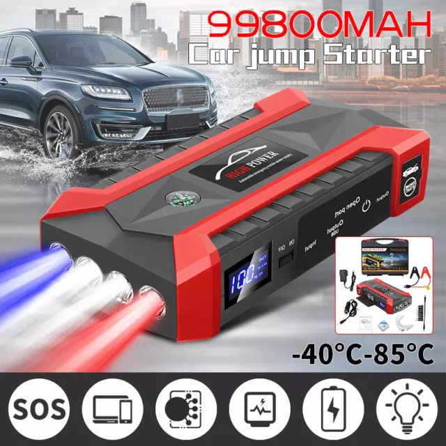 Portable Car Jump Starter 99900mAh Power Bank Pack Battery Charger Booster 12V