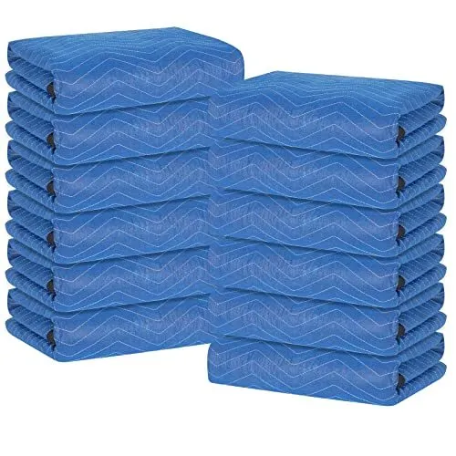 12 Moving Blankets, Extra Large Moving Blanket for 12 pack blue&black