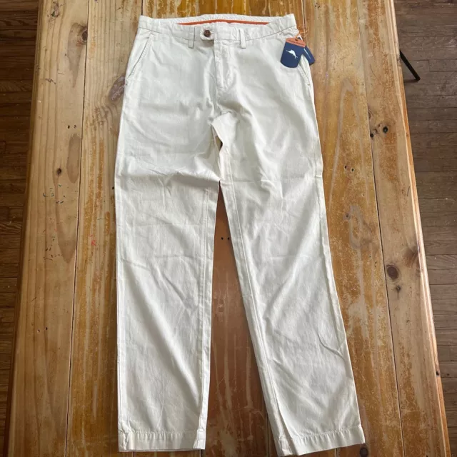 Tommy Bahama Mens Size 32x32 Ivory 100% Pima Cotton Casual Chino Style Pants