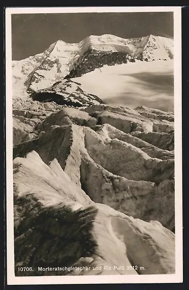 Morteratschgletscher und Piz Palü, Gletscher, Ansichtskarte