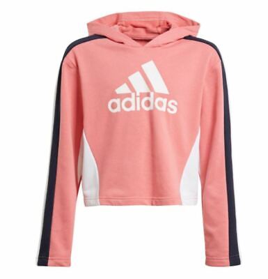 ADIDAS Colorblock Crop Top Tracksuit Jacket Pink Kids Size UK 7-8 Years *REF169