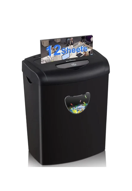 Paper Shredder, 12-Sheet Cross Cut with 5.55-Gallon Basket, P-4 Security ..@T4