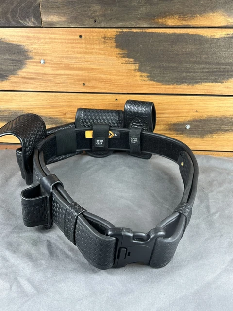 Ryno Gear Black Leather Uniform Organizer Duty Belt w/Plastic Buckle Size XLarge
