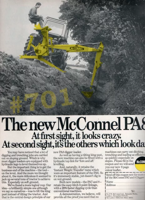 McCONNEL PA7 and PA8 TRACTOR DIGGER LOADER ADVERT - Original 1981 Advertisement