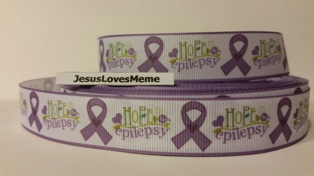 Grosgrain Ribbon, Hope for Epilepsy Awareness, Purple Lavender Ribbon 7/8" Wide