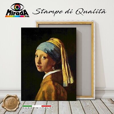 50 X 70 Cm Giallobus Stampa su Tela Canvas Ragazza con Il Turbante Jan Vermeer Quadro 