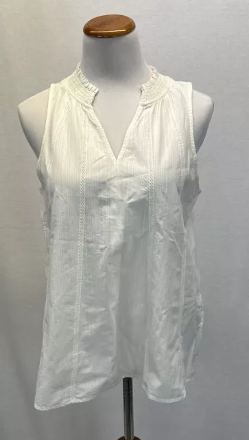 Elizabeth and James Beige 100% Cotton V Neck Sleeveless Top Sz. M