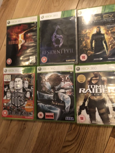 Xbox 360 Game Bundle Resi Evil 5 & 6 Bayonetta Sleeping Dogs Tomb Raider Deus Ex