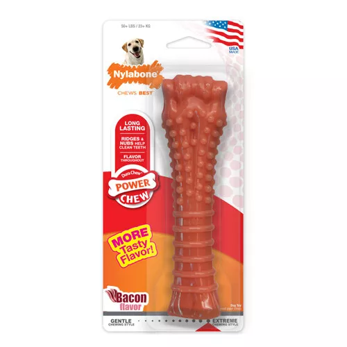 Nylabone Power Chew Flavored Durable Chew Toy for Dogs Bacon, 1 Each/XL/Souper (