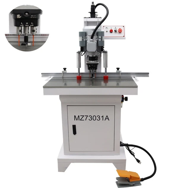 110V 48-6 Pneumatic Woodworking Hinge Drilling Boring Insertion Machine 35MM&3MM