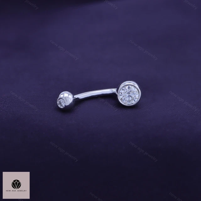 1/3ct Round Moissanite Belly Button Navel Rings Body Piercing Jewelry 925 Silver
