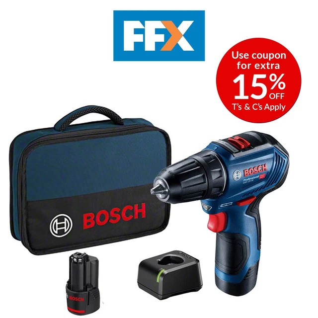 Bosch Professional GSR12V30 12V 2x 2Ah Brushless Drill Driver Kit Charger Case