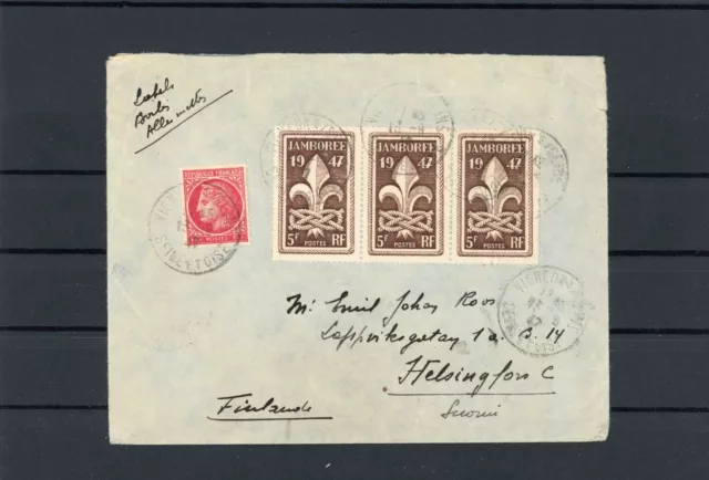 Auslandsbrief Frankreich Mi.-Nr. 786 Mischfrankatur nach Helsinki - b10083