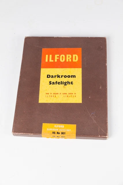 Pantalla de luz de seguridad Ilford VS 901 10x8 pulgadas color amarillo/ámbar - vintage, en caja.