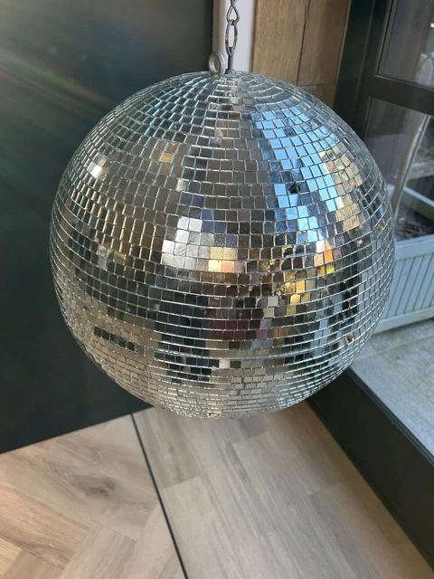 Large Vintage Mirror Disco Ball with Metal Hanging Ring 40cm diameter Large Vintage Mirror Disco Ball with Metal Hanging Ring 40cm diameter