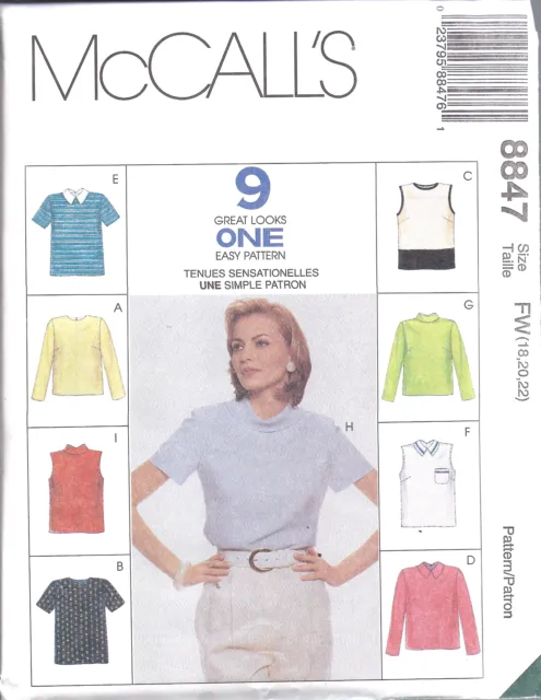 8847 UNCUT Vintage McCalls SEWING Pattern Misses Easy Fitting Tops SEWING OOP FF