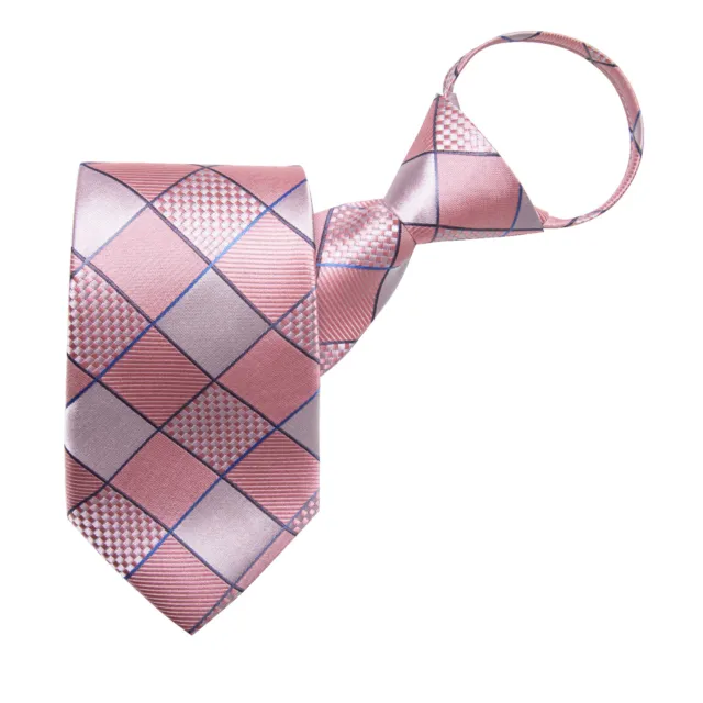 Mens Zipper Tie Green Pink Blue Solid Ready Knot Pre Tied Formal Necktie Wear US