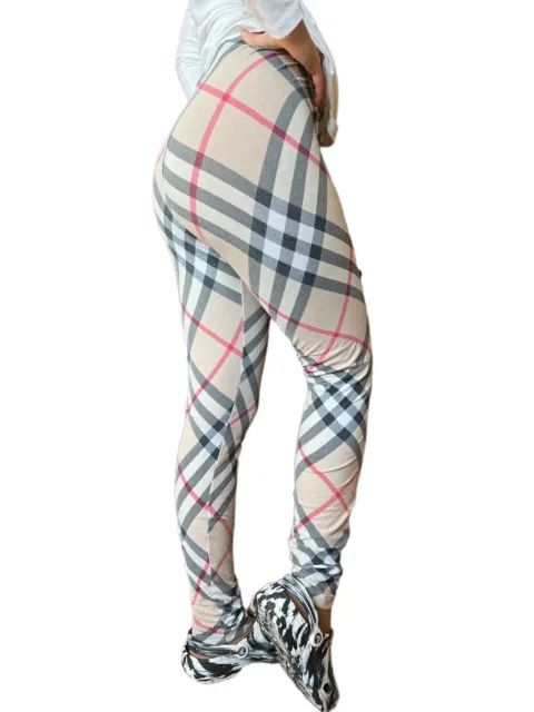 Burberry Leggings Pants Women's Check Embroidered Made in GB Size S