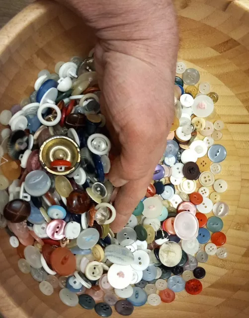 Large Joblot Of Mixed Buttons All Random Colours, Material, Shape, Size, Age.