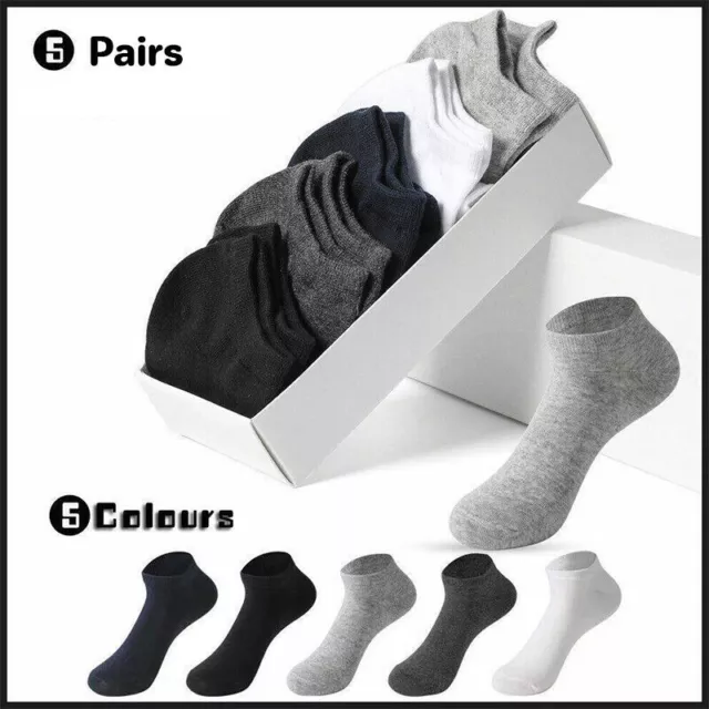 5 Pairs Socks Mens Men Low Cut Socks Ankle Soft Cotton Trainer Sport AU