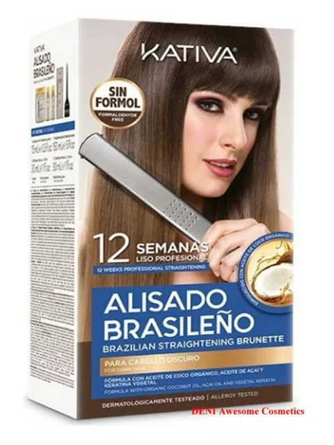 KATIVA brasilianisches Keratin Behandlung Haarglättung KIT - BRÜNETTE