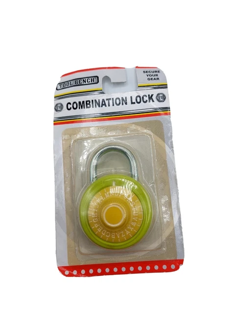 Tool Bench Green Yellow Alphabet Combination Lock New