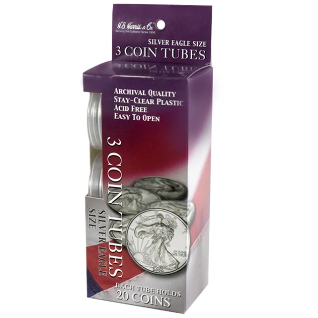 Plastic Silver Eagle Coin Tubes 3Pk