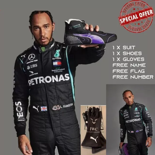 Mercedes Fahrer Set Anzug Handschuhe Schuhe Konvolut für Go Kart und Rallye Racing Set