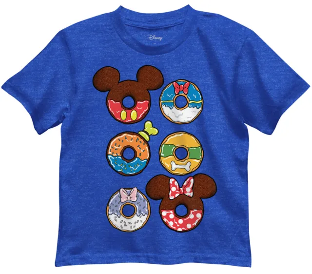 Disney Mickey Mouse Donuts Juvy Boys Blue Heather T-shirt New