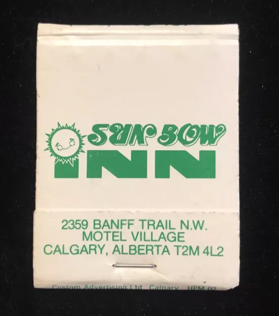 Sun bow Inn Banff Trail Calgary Alberta Canada Full Matchbook White  A-0812