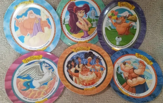COMPLETE SET Of 6 McDonalds Disney Hercules Movie Collector 9.5" Plates 1997 VTG