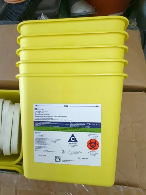 COVIDIEN SHARPS SAFETY CHEMOTHERAPY CONTAINER 2 GALLON - NEW LOT of 5