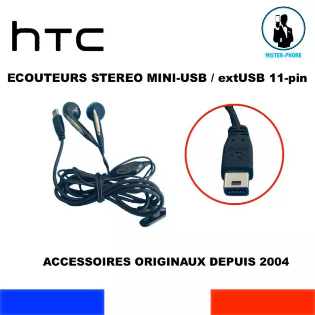 ECOUTEURS STEREO ORIGINAL HTC MINI USB extUSB 11-pin HANDFREE 36H00581-00M OEM