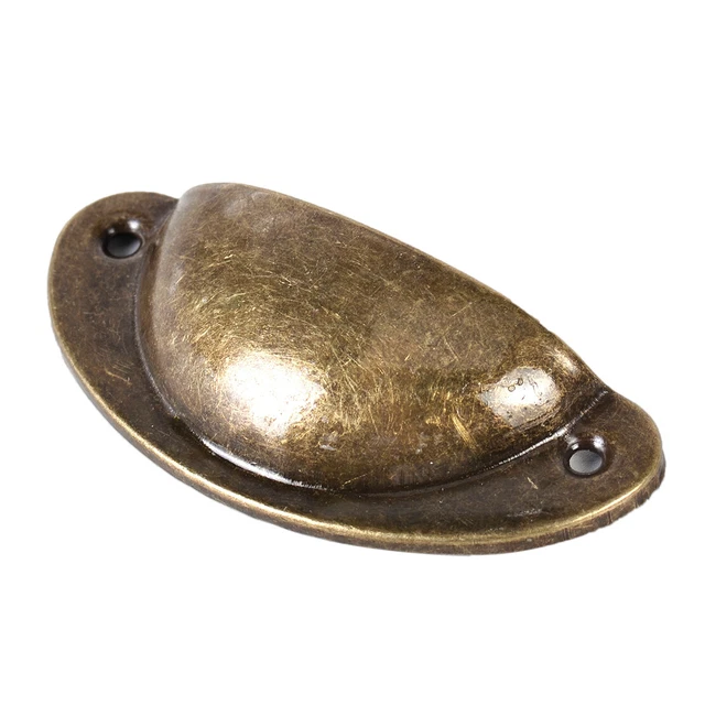 10x Antique Drawer Pull Handles Kitchen Cupboard Door Half Moon Shell Bronze 3