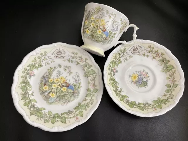 Royal Doulton Brambly Hedge Spring Tea Cup Saucer Plate Trio, Made In England