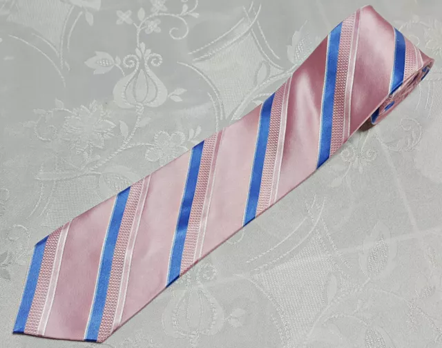 Gents Vintage Authentic Michael Kors Striped Art Pink Blue Silk Men's Neck Tie