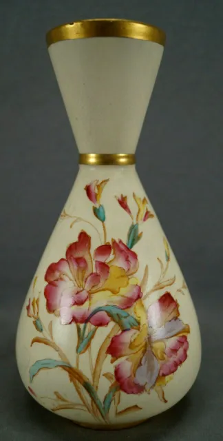 S Fielding Royal Eton Hand Colored Pink Flowers Blush Ivory Gold Vase C1891-1913