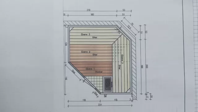 Sauna Massivholz Blockbohle mit Glasfront Bio Ofen und Steuergerät, LED  2