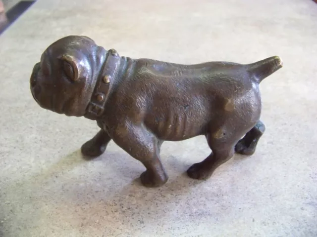 Vintage Brass Metal Bulldog Paperweight Great Patina