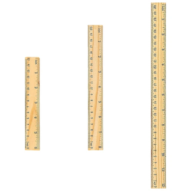 3-PIECE VINTAGE WOODEN Ruler Set - Flat, Shatter Resistant, 1/2 Scale 3 ...