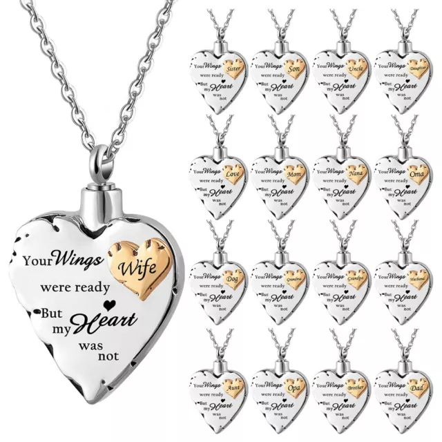 Cremation Ashes Urn Necklace Ashes Heart Pendent Jewellery For Memorial Locket