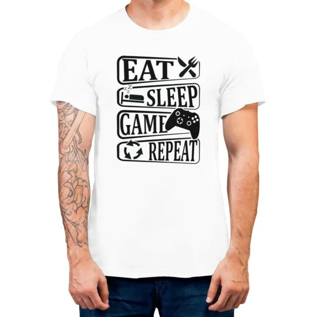 T-shirt uomo Eat Sleep Game Repeat giocatore videogioco divertente 6