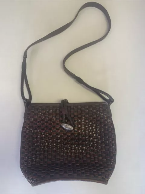 Vintage brighton brown leather woven purse